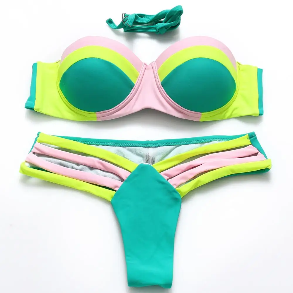 Новинка 2017 соблазнительное женское бикини в стиле пэчворк Женский бандажный