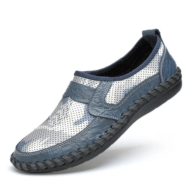 LAISUMK Summer Breathable Mesh Shoes Mens Casual Genuine Leather Slip On Brand Fashion Soft Comfortable Sneakers | Обувь