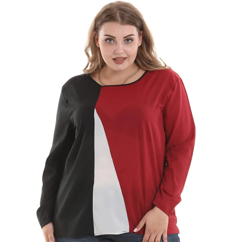 Уличная 5xl 6xl Шифоновая Блузка корейский стиль для женщин с длинным рукавом