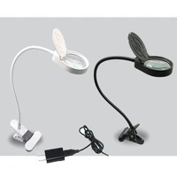 new desk lamp magnifier clip on table top desk led lamp reading 8x 15x large lens magnifying glass with clamp