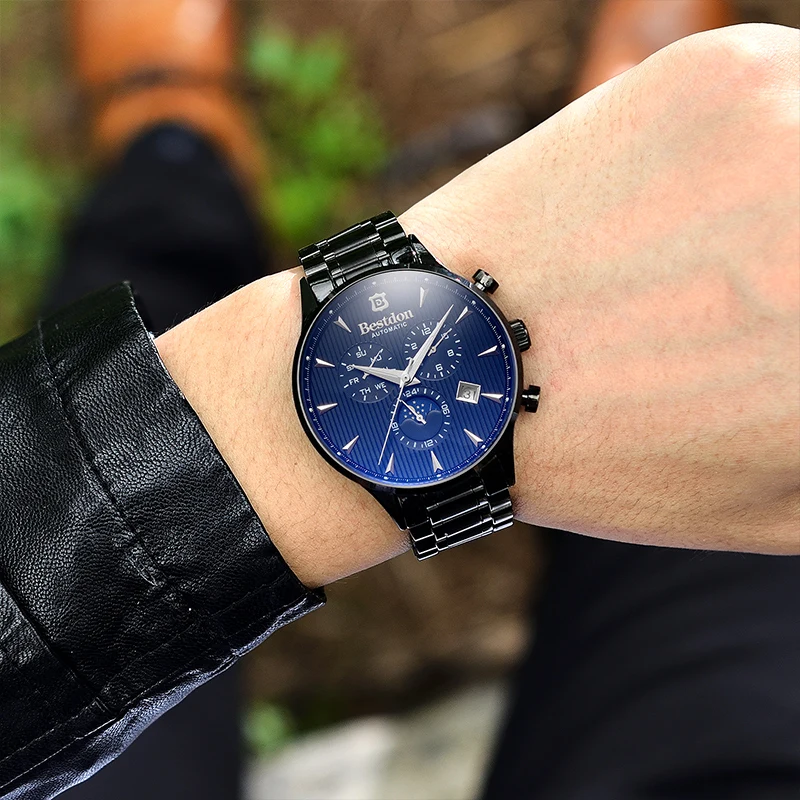 Механические Мужские наручные автоматические часы в стиле ретро мужские