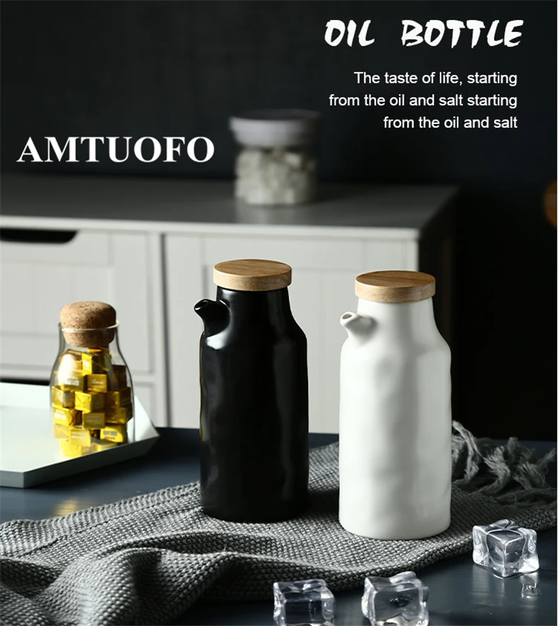 AMTUOFO Кухня хранения бутылки простые керамика приправы горшок соевого соуса