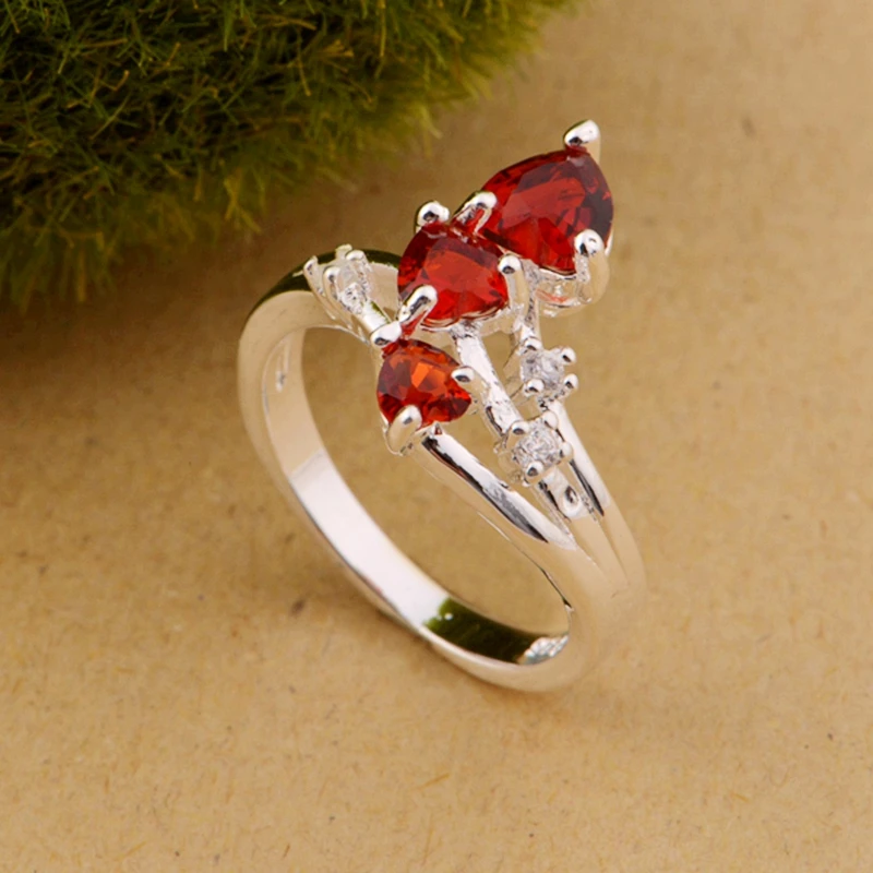 Три личности Красный Циркон Оптовая Продажа 925 ювелирные изделия посеребренное