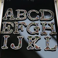 3d handmade letter rhinestone patches for clothing diy sew on alphabet beaded applique for jackets decorative sequin parches