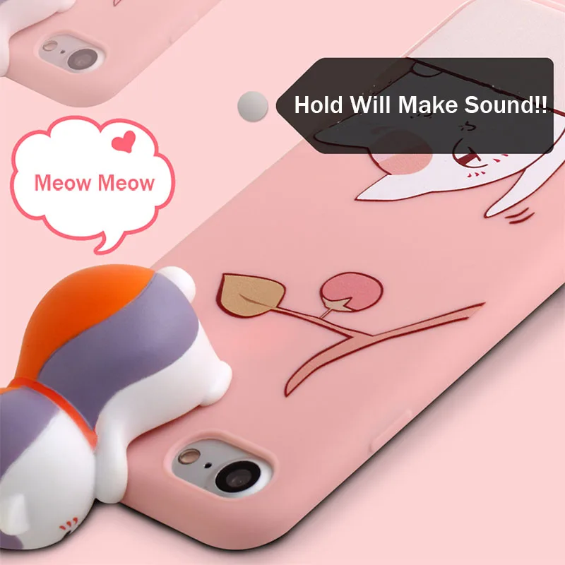 For iPhone 7 8 Lucky Cat Japan Comic Case 3D Silicone Maneki Neko String Cartoon Squishy Apple X Plus Coque |