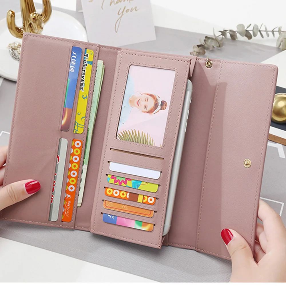 Модные женские кошельки длинный стильный многофункциональный кошелек из