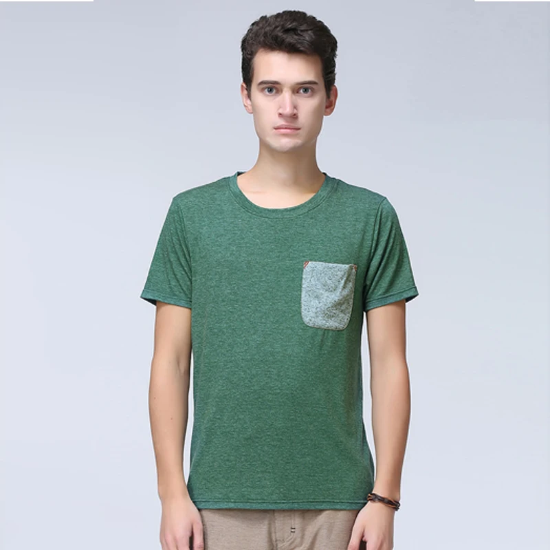 Мужская футболка без Маркса однотонная летняя с коротким рукавом и круглым