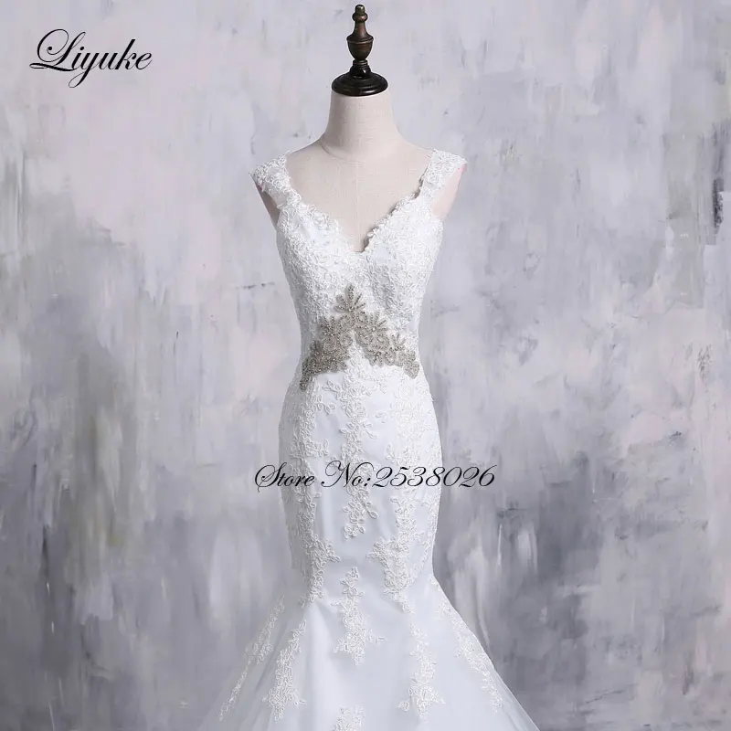 Великолепное Кружевное Свадебное платье с V-образным вырезом без рукавов со
