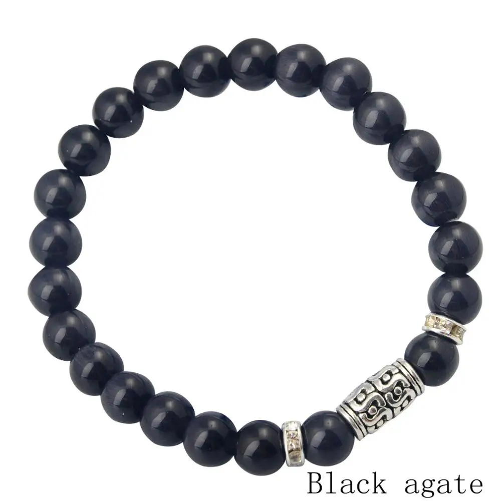 10 шт./лот 8 мм камень браслеты целебный Кристалл pulseira feminina женские и мужские