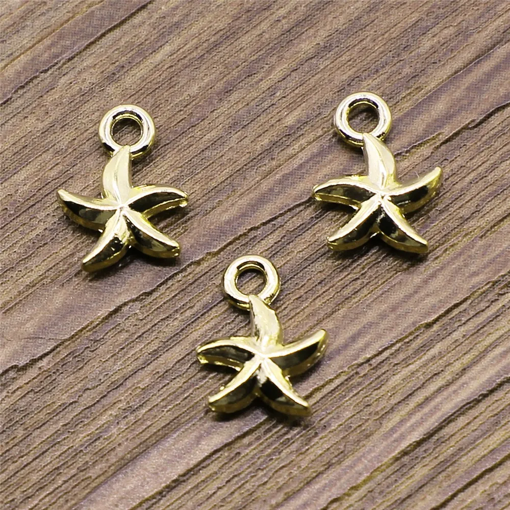 

WYSIWYG 20pcs Charms Starfish DIY Jewelry Findings KC Gold Color 12x7mm Starfish Charms