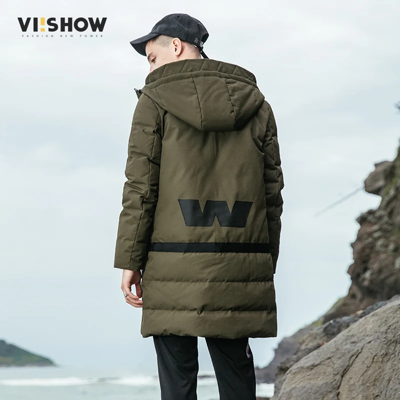 VIISHOW белая длинная куртка на утином пуху Мужская Утепленная теплая осенне зимняя