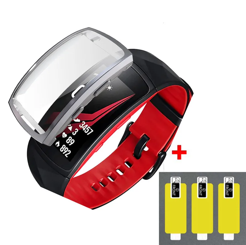 Gray 2 In1 Экран пленка для samsung gear Fit2 Fit 2 Pro защитный чехол силиконовый чехол для samsung gear fit2 pro Смарт Чехол - Цвет: Gray