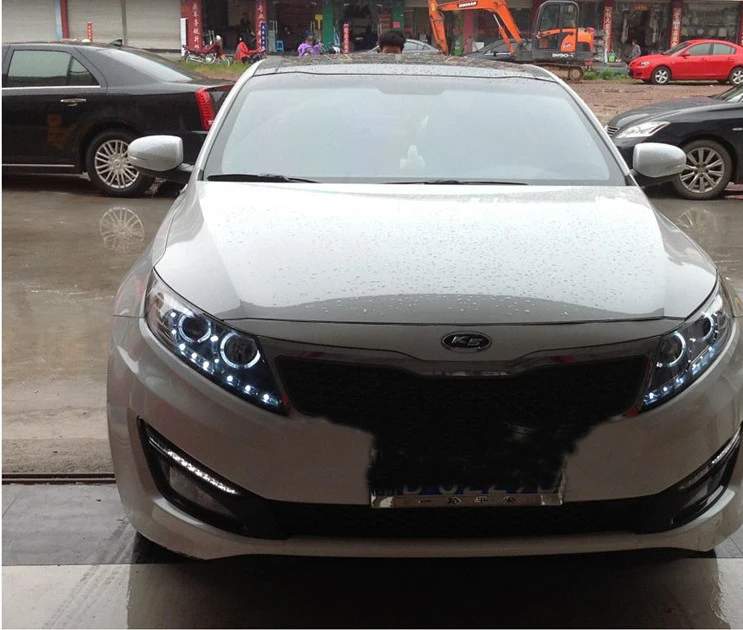2шт Автомобильный головной светильник для KIA K5 2011~ год головной светильник s K 5 СВЕТОДИОДНЫЙ DRL ходовой светильник s биксеноновый луч Противотуманные фары с ангельскими глазками авто