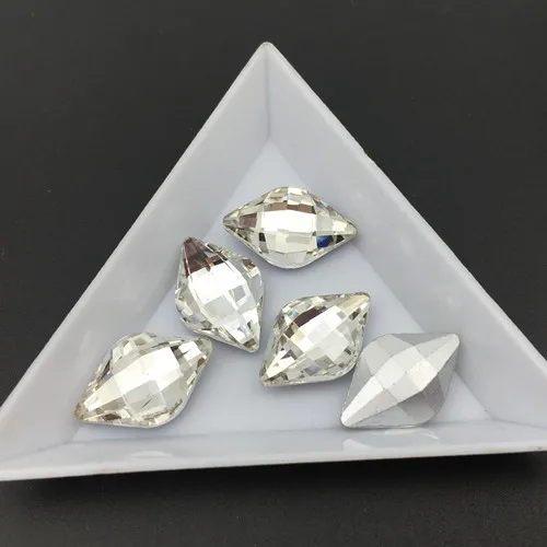 crystal clear 30 шт. 12x19 мм стеклянный кристалл лимон ромб изысканный камень заостренный назад горный хрусталь много цветов Изготовление ювелирных изделий - Цвет: crystal clear