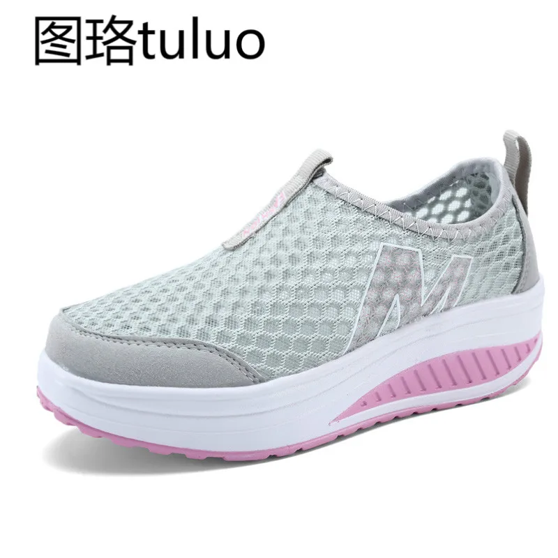 

2018 New Arrival Tennis Shoes For women Air Mesh Cushion Sneakers Outdoor Breathable Swing Wedge sport Shoes 5Cm Platform Shoes