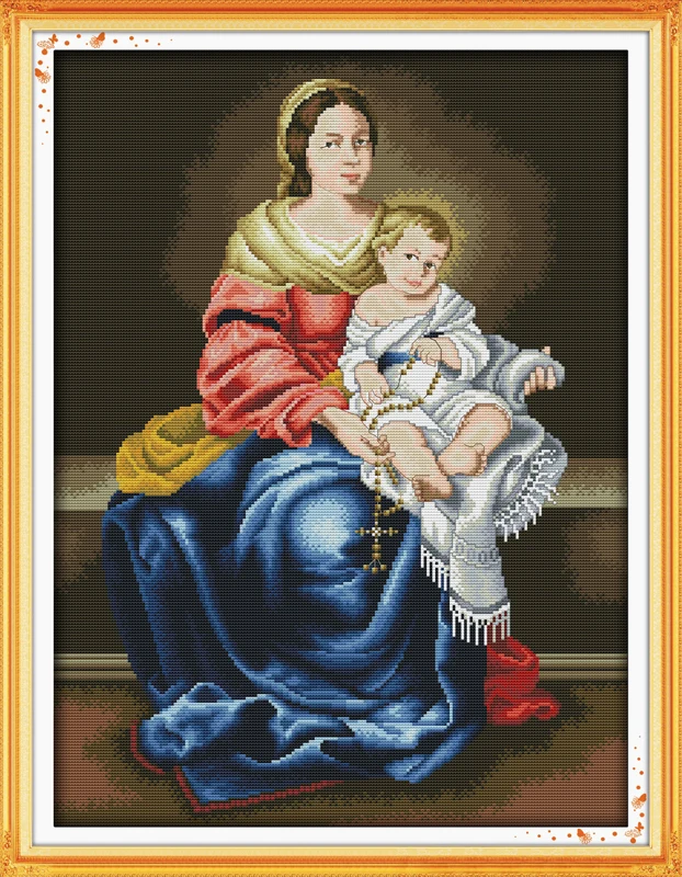 

Madonna and Child Printed Cross Stitch Kit Home Decorative painting 11CT 14CT DMC Chinese Embroidery Needlework Cross-stitch set