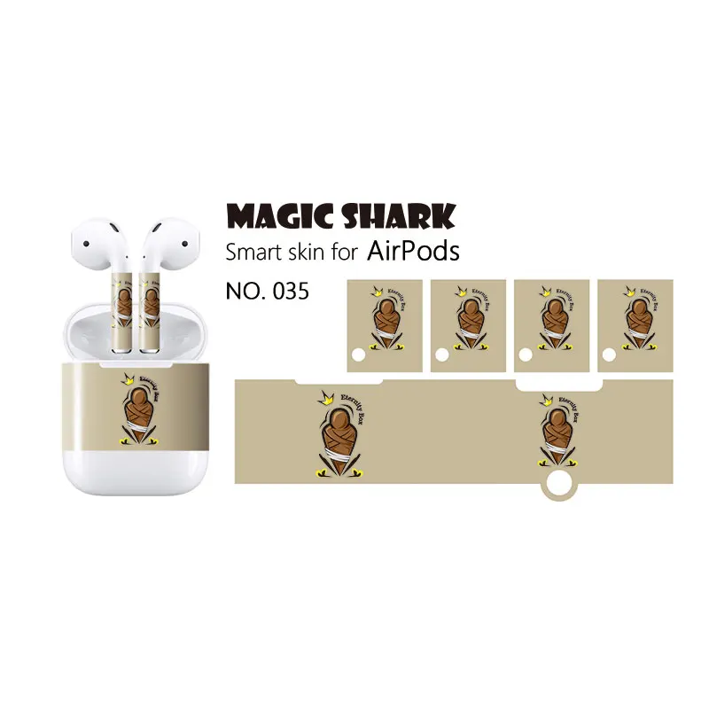 Волшебная акула индивидуальный дизайн для Apple AirPods Skins полное тело защитная наклейка 3m водонепроницаемая устойчивая к царапинам пленка - Цвет: 035