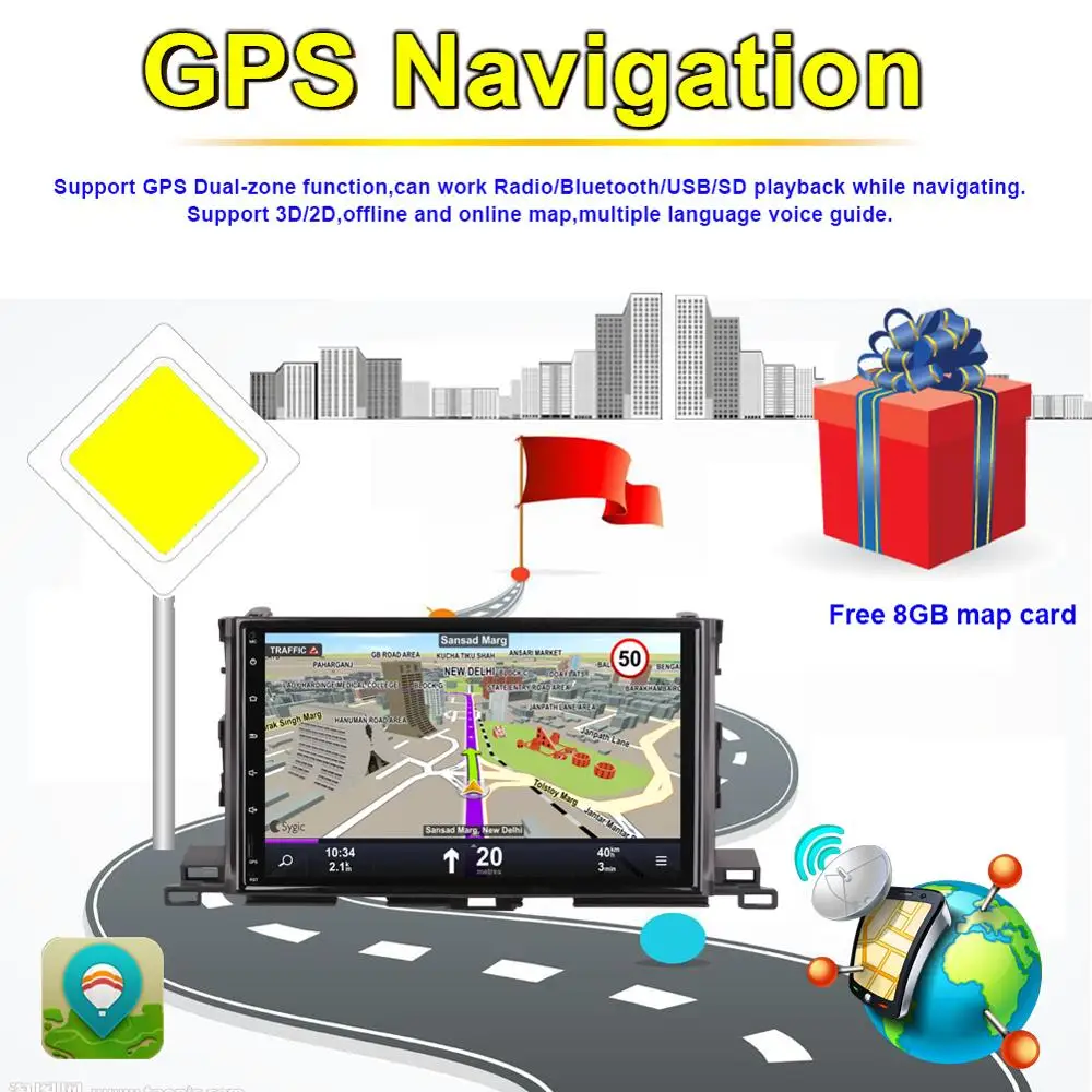 Автомобильный радиоприемник с восьмиядерным процессором Android 7 1/8 0 ОЗУ 4 Гб