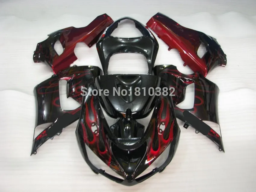 Комплект обтекателей для мотоцикла KAWASAKI Ninja ZX6R 05 06 636 2005 2006 красное пламя