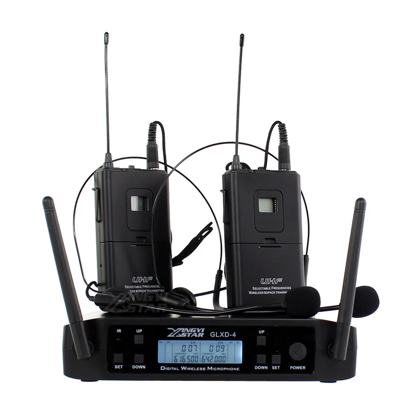 GLXD24 GLXD4 Профессиональный UHF беспроводной микрофон Система гарнитура микрофон беспроводной приемник для караоке домашняя сценическая церковь - Цвет: Wireless Headset Mic