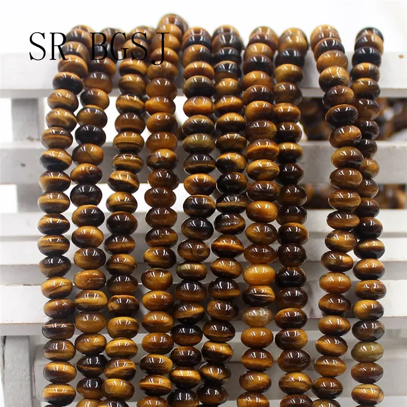 Free Shipping 4x6mm Rondelle Yellow Tiger Eye Natural Gems Stone Spacer Beads Strad 15&quot|Бусины| |