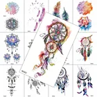 Акварельные Временные татуировки Ловец снов, реалистичные наклейки, поддельные водонепроницаемые татуировки, боди-арт, тату для женщин