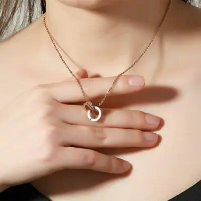 Ожерелье из розового золота титановая сталь Кристаллы цепочка для влюбленных