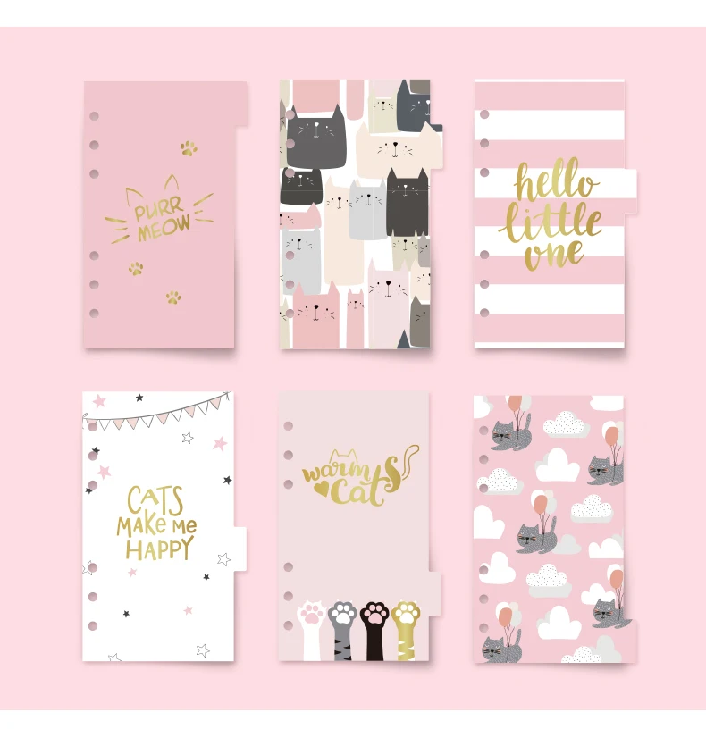 Never Cute Kitty Cat разделители указателей для Lovedoki Dokibook A6 спиральный блокнот аксессуары для планировщика заполнитель страницы Закладка канцелярские принадлежности