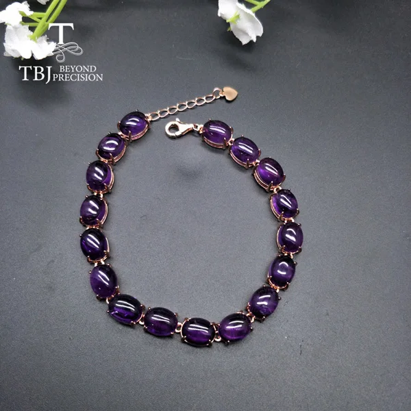 amethyst TBJ, серебро 925 пробы, простой стиль, натуральный драгоценный камень, Африканский аметист, браслет, хорошее ювелирное изделие для женщин и девушек, повседневная одежда - Цвет камня: amethyst