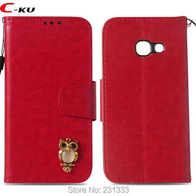 Кожаный чехол кошелек с 3d рисунком совы для Samsung Galaxy A3 2017 A5 J3 J5 J7 A310 A510 NOTE 8 9