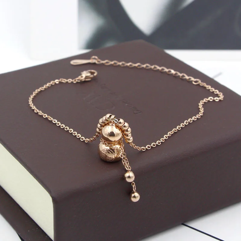 

High Quality Titanium steel Anklet Rose Gold color Gourd shape foot chain Jewelry for Women Wholesale Price