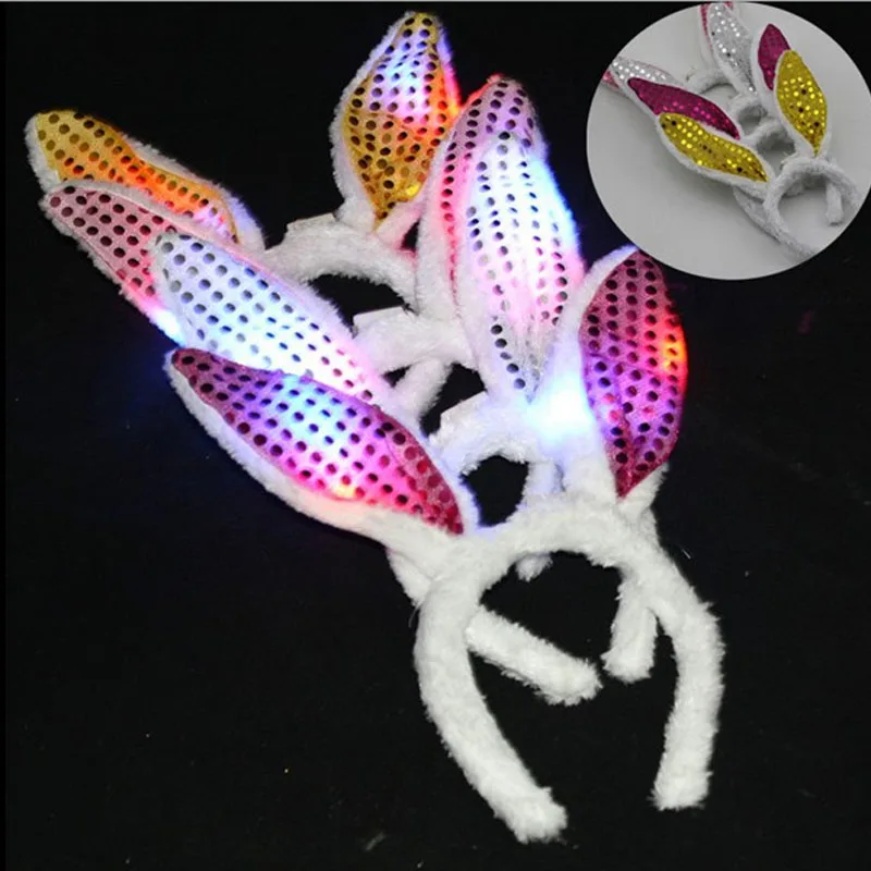 Сексуальный светодиодный светильник длинный обруч для волос с заячьими ушками