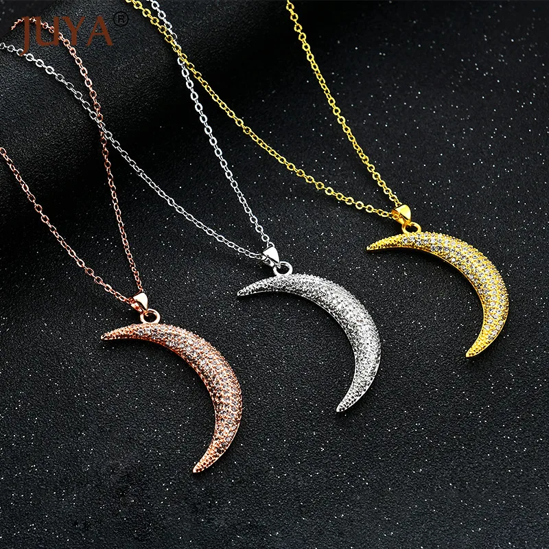 Женское Ожерелье с кулоном в виде полумесяца из меди и циркона|moon pendant necklace|necklaces