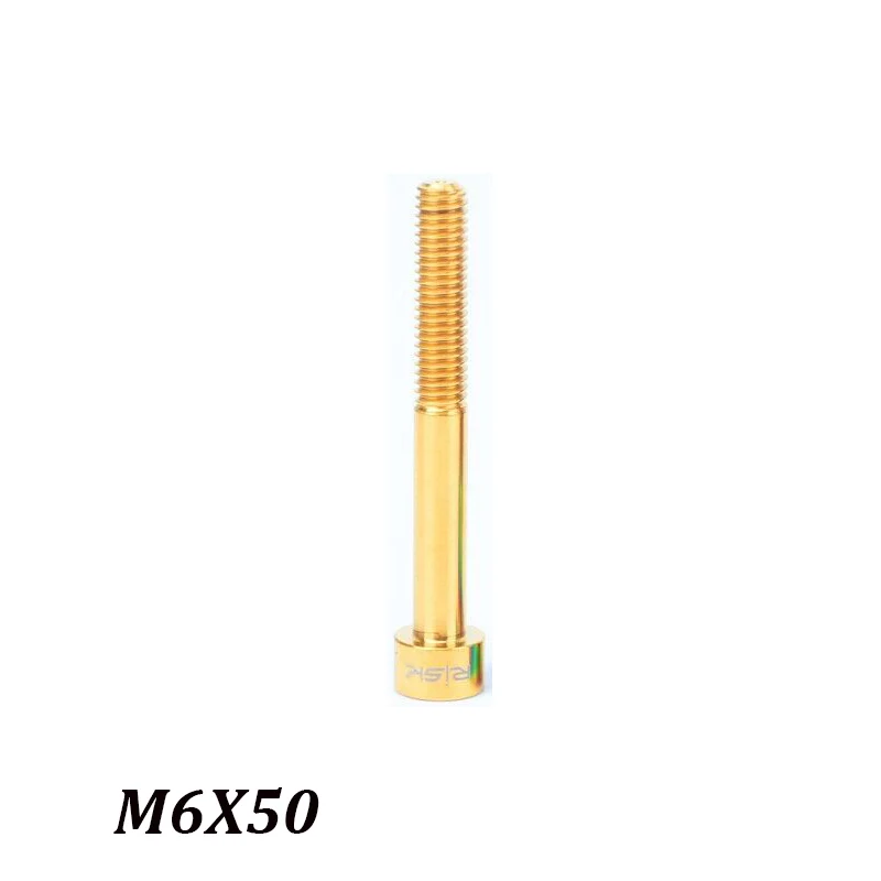 Риск 1 шт. M6 x 30/35/40/50 мм велосипед болт для гарнитуры Титан Ti MTB велосипедный вынос руля Топ Кепки болт - Цвет: gold 50mm