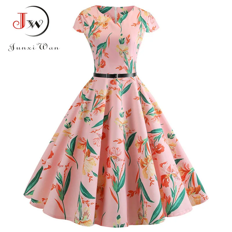 2019 с милым принтом летнее платье женское элегантное в винтажном стиле коротким