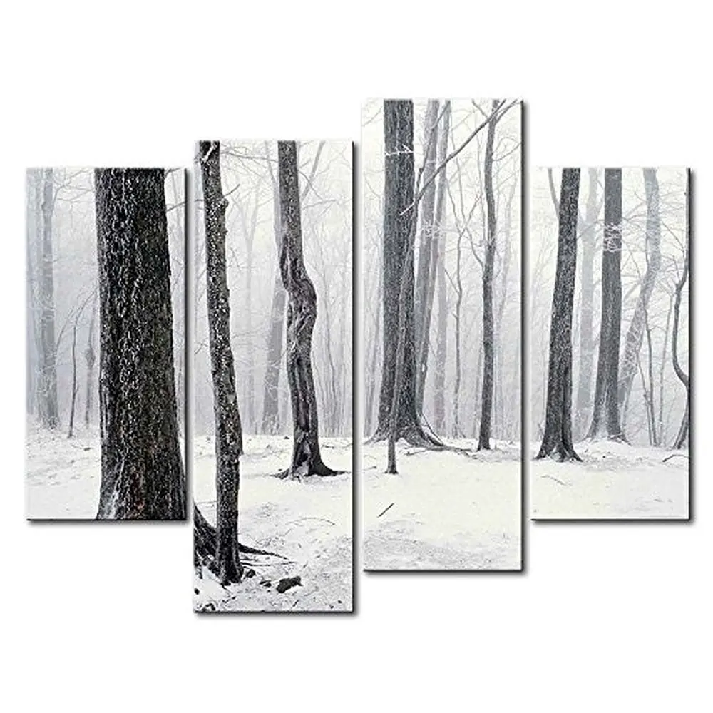 

4 Panels Framed snowing Painting Canvas Wall Art Picture Home Decoration Living Room Canvas Print Modern Painting/10Y-44