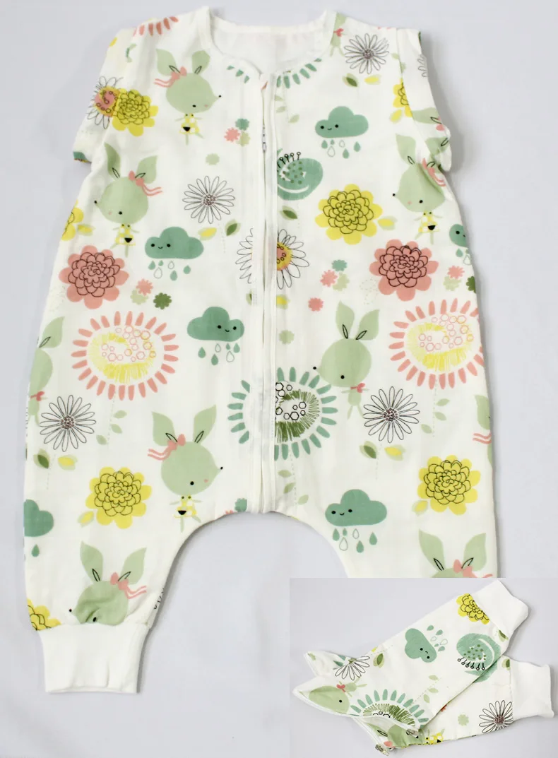 

Baby Sleeping Bag 100% Muslin Cotton Comfortable Sleep Sack Cute Cartoon Pattern Detachable Sleeves Sleep Bag Anti Kick Quilt