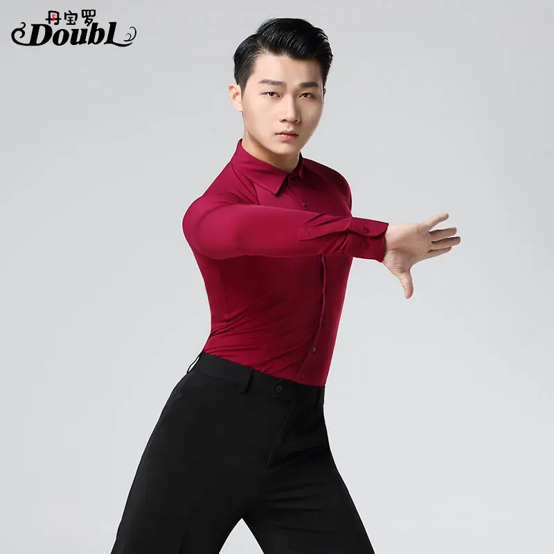 Костюмы для латинских танцев, топы с длинными рукавами для мужчин, рубашки для латинских танцев, куртки S-XXXL