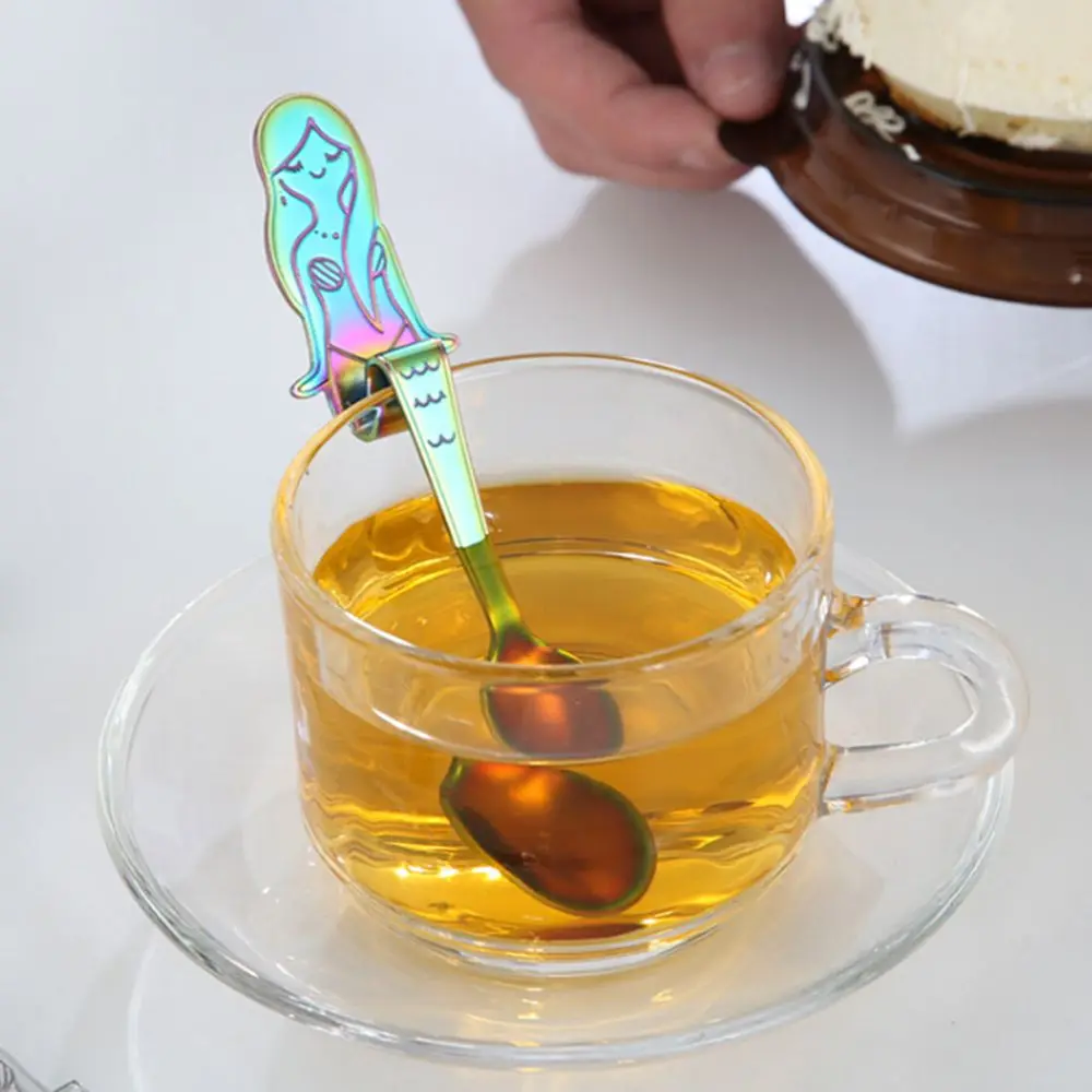 1 шт. креативная кофейная ложка из нержавеющей стали красочные серебряные ложки с