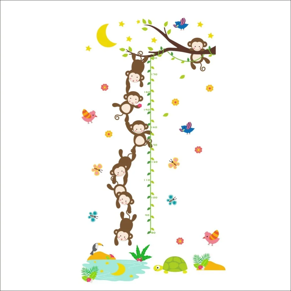 % Diy наклейки на стену для детской комнаты с рисунками животных обезьян цветов