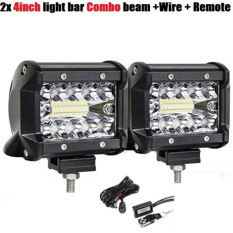 4 inch Bar Remote DERI " 60 Вт 7" 120 Вт 1" 144 Вт 12" 180 Вт 1" 252 Вт 20" дюймов 288 Вт трехрядный прямой светодиодный рабочий светильник для автомобиля головной светильник barra Led - Цвет: 4 inch Bar Remote