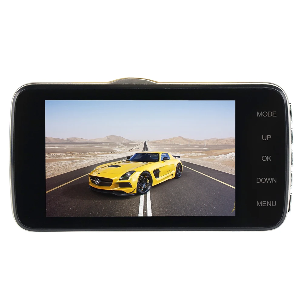 Автомобильный видеорегистратор с двумя объективами 4 дюйма парковочная