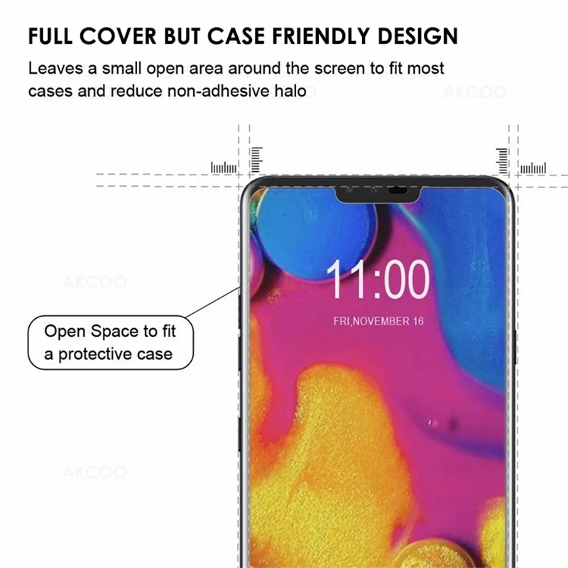 Akcoo 3D Curved Tempered Glass For LG V30 V40 G7 G8 V50 ThinQ Screen Protector Film UV Liquid full glue film for LG H930 film