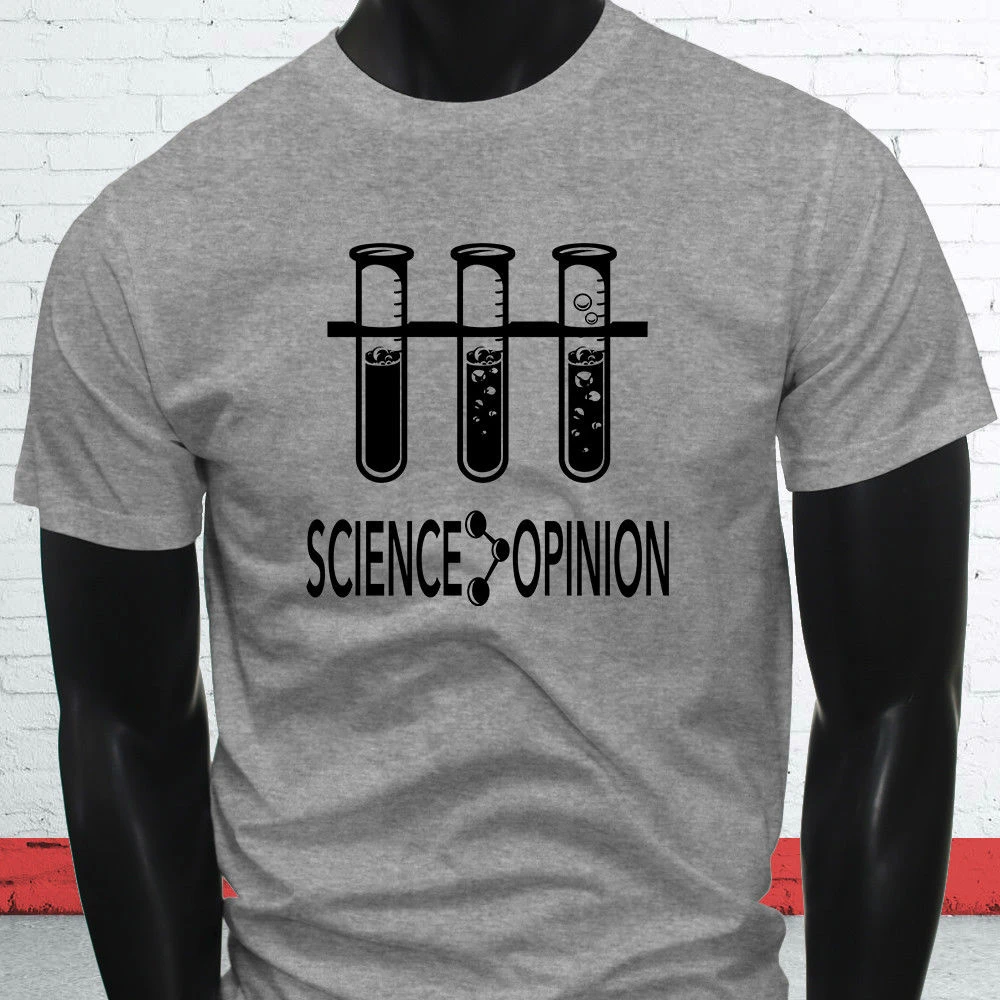 

Science Is Greater Than Opinion Black Funny Nerd Mens Cotton Short Sleeve T-Shirt