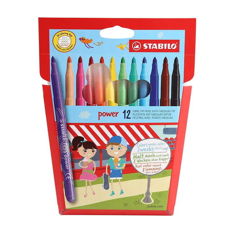12-color suit STABILO12/18/24/30 цветов чешское стекло детей для смываемых рисунков водостойкая ручка куртки из плотного материала с принтом в виде чернил художественным принтом пометки динамического музыка 280 - Цвет: 12-color suit