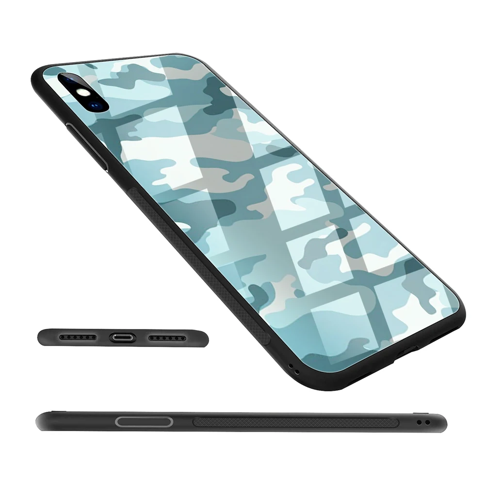 Lavaza Army Green Camouflage Tempered glass TPU Case for iPhone XS Max XR X 8 7 6 6S Plus 5 5S SE | Мобильные телефоны и