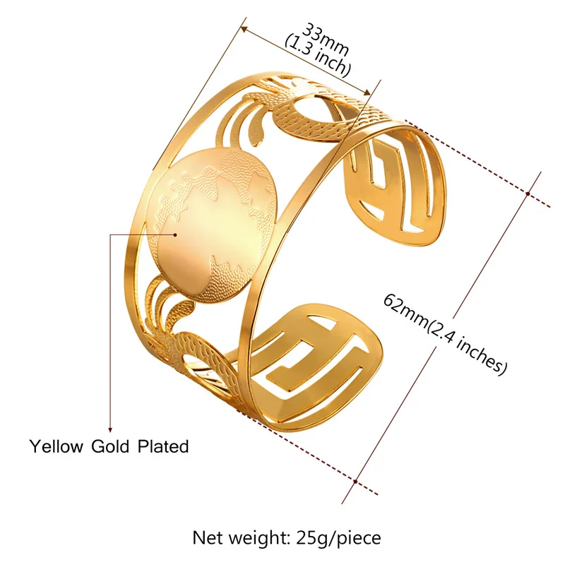 Большие браслеты U7 с изображением карты Африки манжеты для мужчин/женщин
