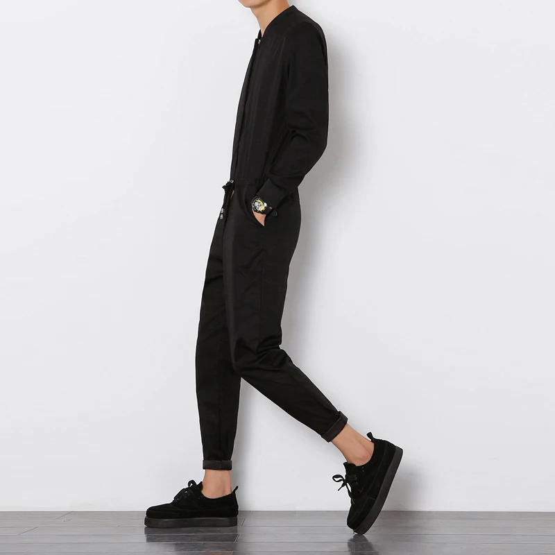 Men's Black Casual Fashion Overalls Suspender Trousers Long Sleeve Pants 96% Cotton |