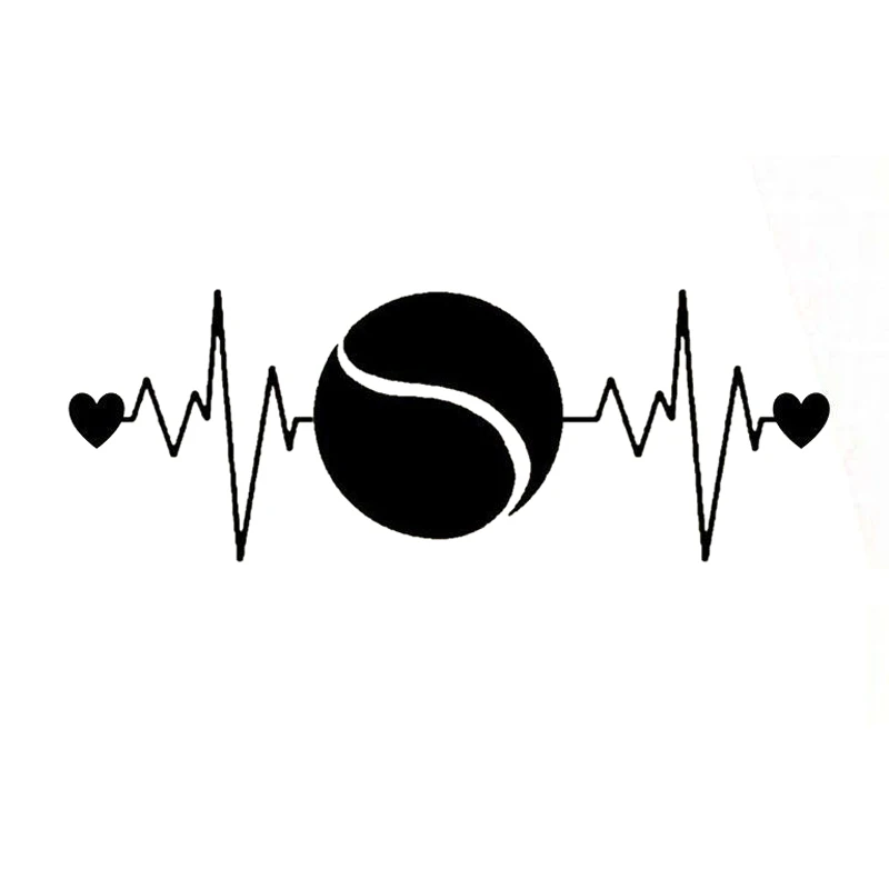 

16.6CM * 5.9CM Fashion Tennis Heartbeat Lifebuoy Racket Sticker Car Vinyl