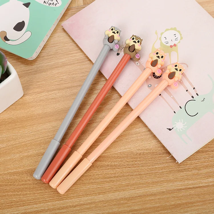 Kawaii Cartoon Animals Gel Pens 0.5mm Cute Squirrel student lucky Neutral pen For School Writing Novelty Stationery Gifts | Канцтовары